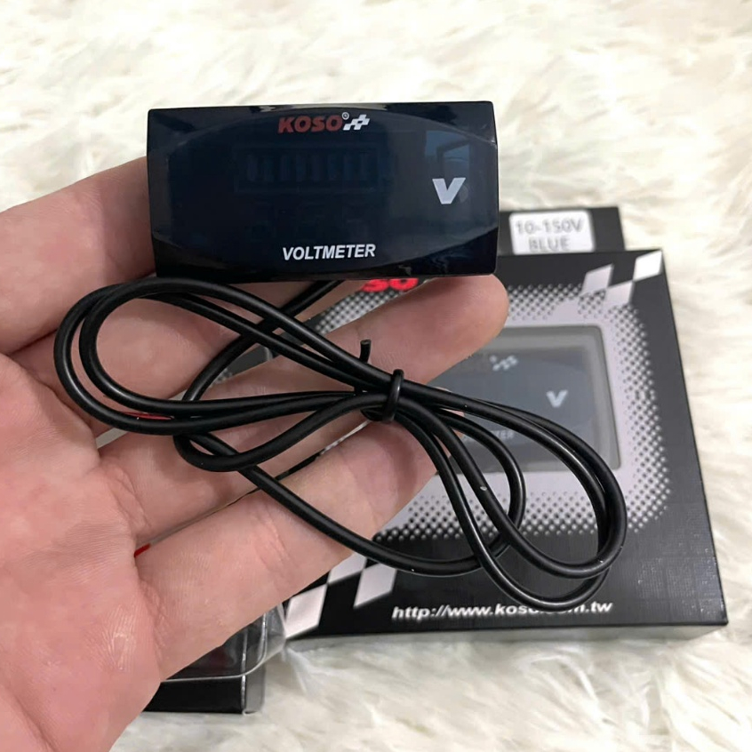 Đồng hồ Koso V1 bản cao cấp 5-150 vol báo vôn xe điện xe máy Màu Xanh-Đỏ Có Chống Nước