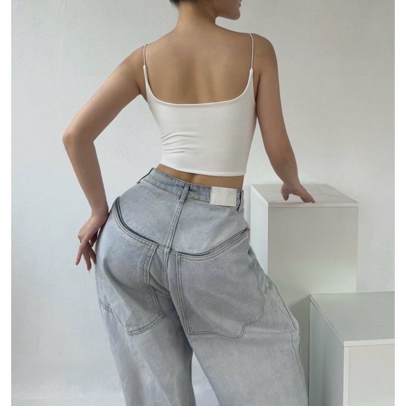 Áo 2 dây sợi bún croptop hai lớp ANNAKIKI ôm sát -030 | BigBuy360 - bigbuy360.vn