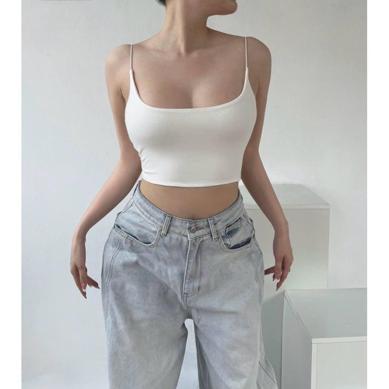 Áo 2 dây sợi bún croptop hai lớp ANNAKIKI ôm sát -030 | BigBuy360 - bigbuy360.vn
