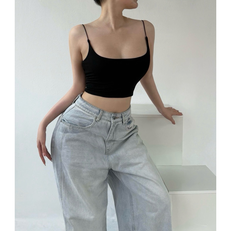 Áo 2 dây sợi bún croptop hai lớp ANNAKIKI ôm sát -030 | BigBuy360 - bigbuy360.vn