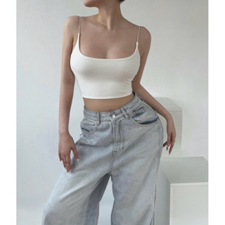 Áo 2 dây sợi bún croptop hai lớp ANNAKIKI ôm sát -030