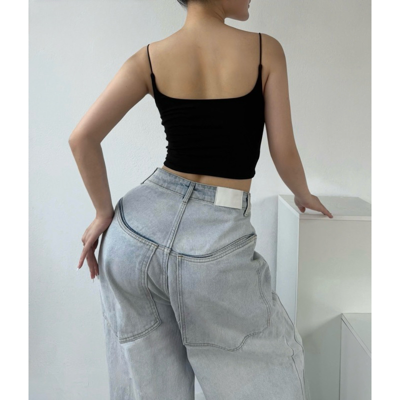 Áo 2 dây sợi bún croptop hai lớp ANNAKIKI ôm sát -030 | BigBuy360 - bigbuy360.vn