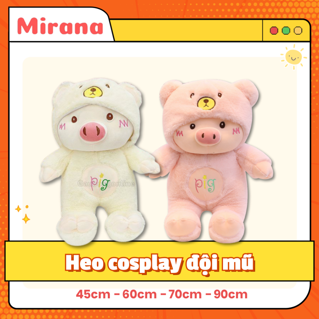 Gấu bông heo cosplay đội mũ siêu dễ thương, mềm mịn cao cấp, quà tặng đáng yêu – Gấu bông Mirana