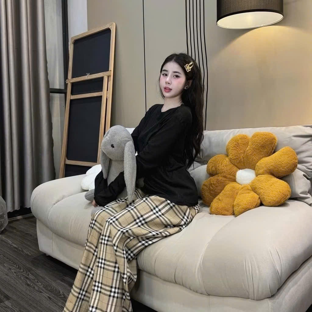 Sét  áo nữ dài chất giấy mix quần suông kẻ phong cách Hàn Quốc M2891 | BigBuy360 - bigbuy360.vn