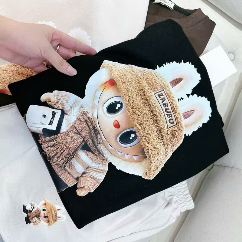 Bộ quần đùi áo thun chất su  unisex nữ tay lỡ form rộng  in LABUBU  CAMA STORE  M2547 | BigBuy360 - bigbuy360.vn