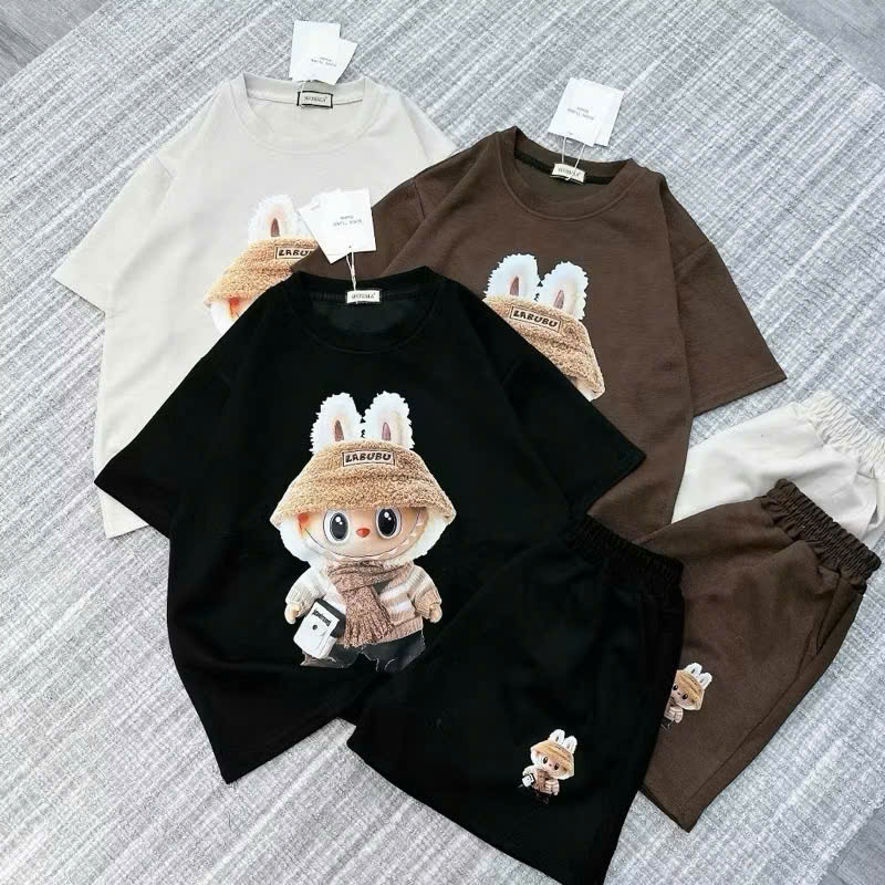 Bộ quần đùi áo thun chất su  unisex nữ tay lỡ form rộng  in LABUBU  CAMA STORE  M2547 | BigBuy360 - bigbuy360.vn