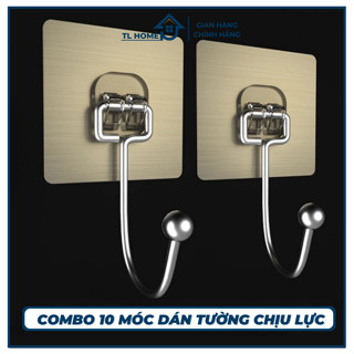 COMBO 50 Móc dán tường chịu lực inox 304, Móc treo tường siêu dính treo đồ đa năng quần áo tiện ích - TL HOME