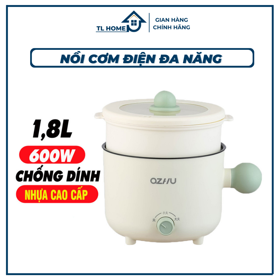 Nồi lẩu điện mini ,nồi nấu đa năng kèm giá hấp, nồi dung tích1,8L,ca nấu mì tiện lợi siêu chống dính- TL HOME