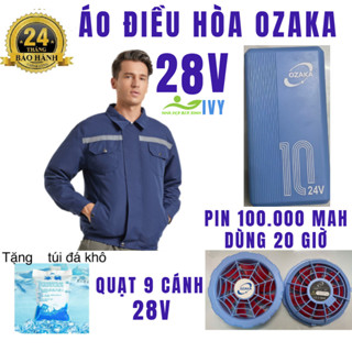 ÁO ĐIỀU HÒA NHẬT BẢN 28V CHÍNH HÃNG PIN 100.000mAh THỜI GIAN SỬ DỤNG 20H TẶNG KÈM ĐÁ KHÔ CỰC MÁT
