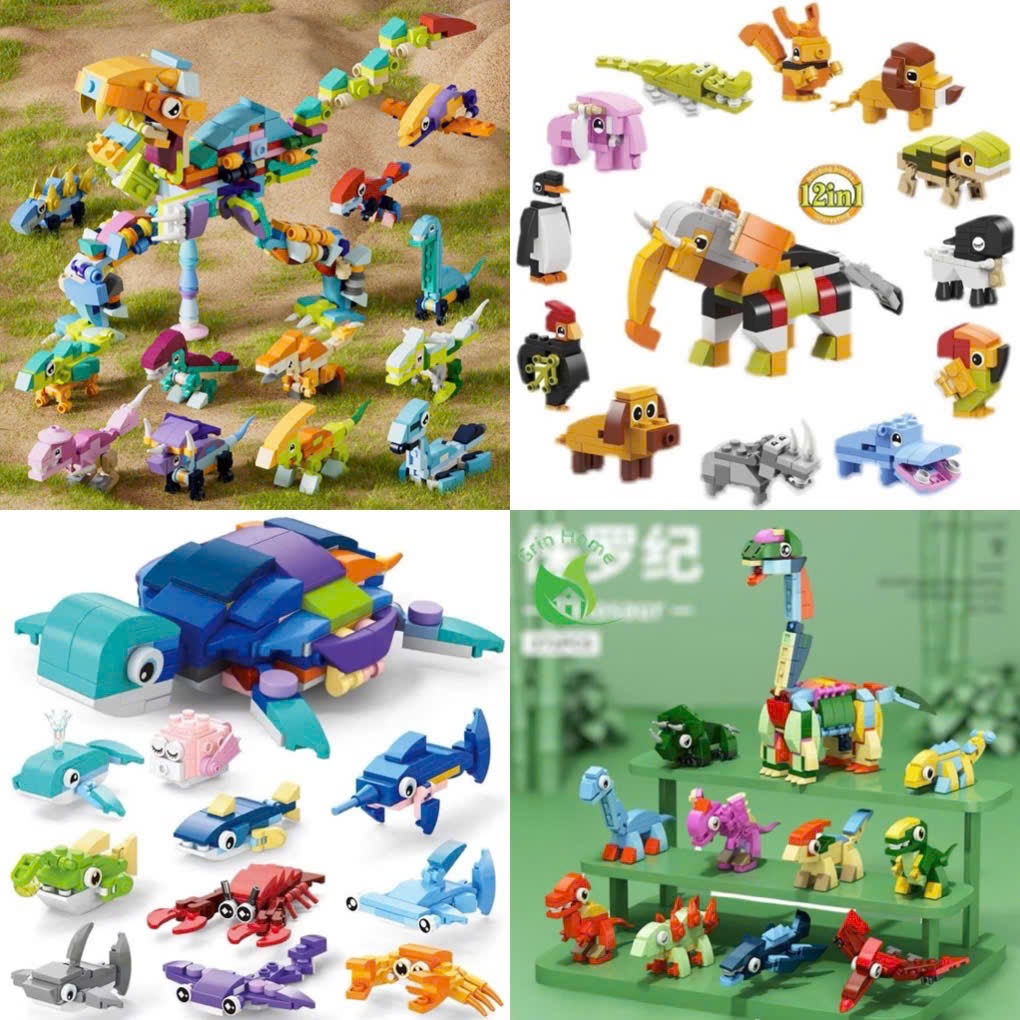 [HỎA TỐC] Set mô hình đồ chơi lắp ghép động vật biển, côn trùng, động vật giá rẻ , quà tặng bé trai gái trẻ em