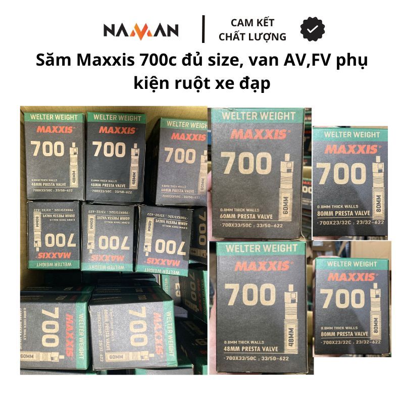 Săm xe đạp, ruột xe đạp Maxxis 700c đủ size van FV AV.