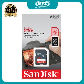 Thẻ nhớ máy ảnh sdhc sandisk ultra 32gb u1 100mb/s