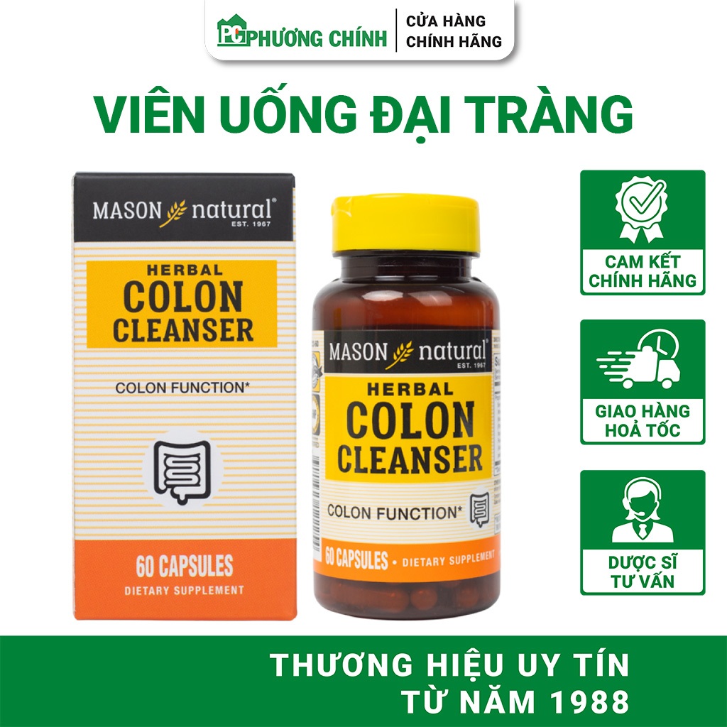Viên Đại Tràng Mason Natural Colon Herbal Cleanser Giúp Tăng Cường Sức Khoẻ Đại Tràng 60 Viên/Hộp