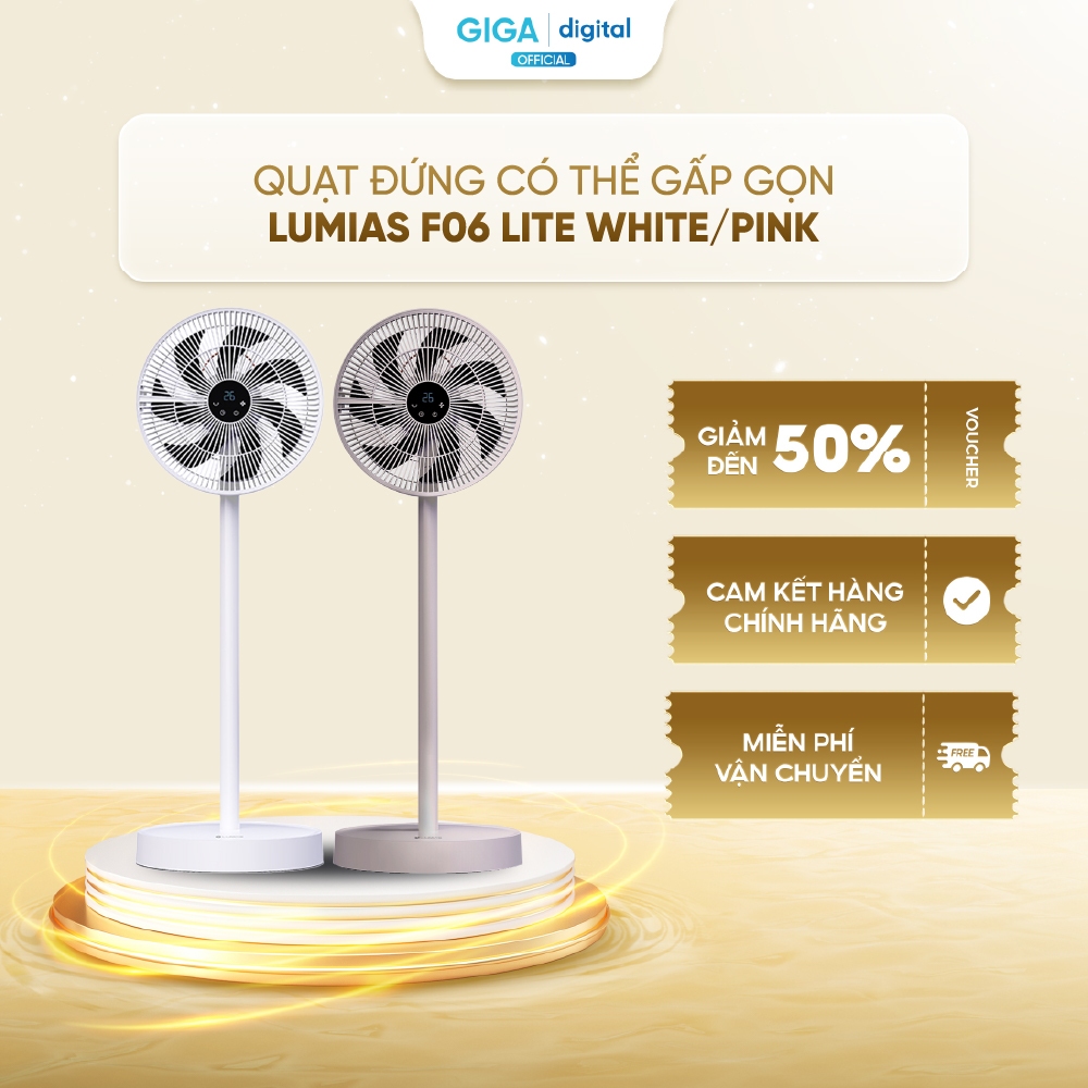Quạt đứng có thể gấp gọn Lumias F06 Lite - 50W - 3 mức độ gió - Điều khiển cảm ứng/Remote từ xa