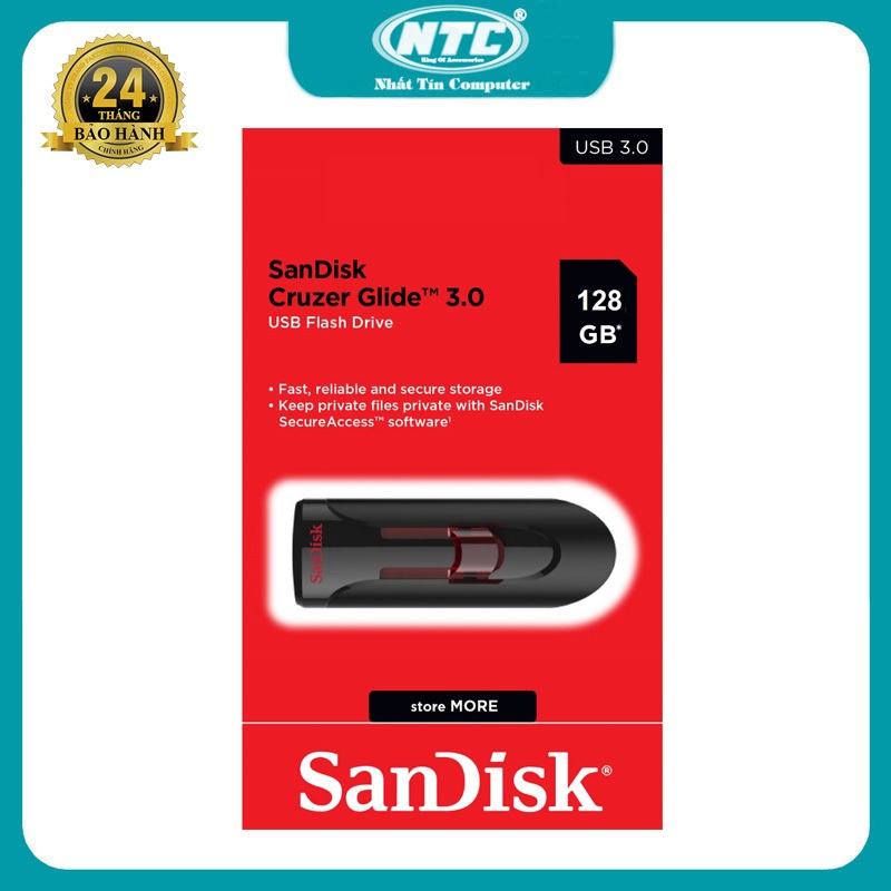 USB 3.0 SanDisk Cruzer CZ600 128GB tốc độ 100MB/s (Đen) - Nhất Tín Computer