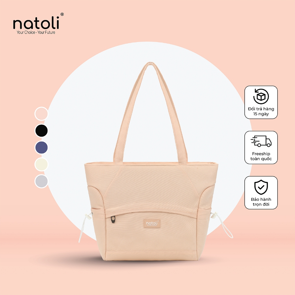 Túi tote vải canvas nữ NATOLI nhiều ngăn có khóa kéo chống nước cao cấp - BST Side Cinch Bag T20