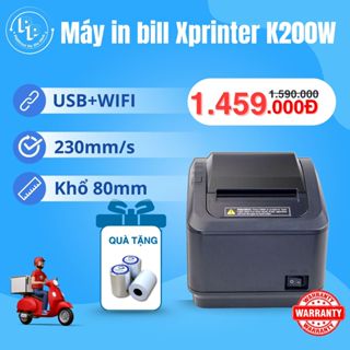 [IN WIFI KHÔNG DÂY] Máy in biil, chốt live XPRINTER K200W khổ 80mm kết nối USB+WIFI, máy in hoá đơn tính tiền không dây