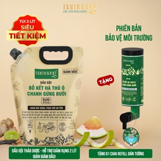 Dầu Gội Thảo Dược Kiềm Dầu Phồng Tóc NAMNUNG Giảm Gàu Rụng|Túi Refill 2000Ml Kèm Chai Refill
