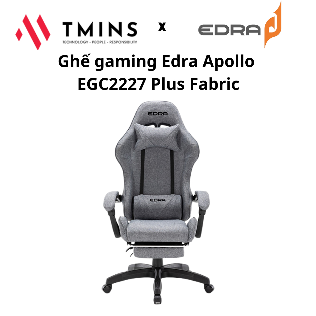 Ghế gaming EDRA EGC227 Plus Apollo Fabric (Vải Fabric-Trụ Class 3-Kê tay nâng hạ) - Hàng chính hãng