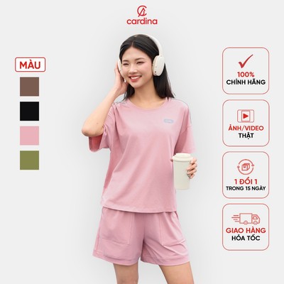 Đồ bộ nữ CARDINA cotton đùi thể thao phối kẻ 5BCN10