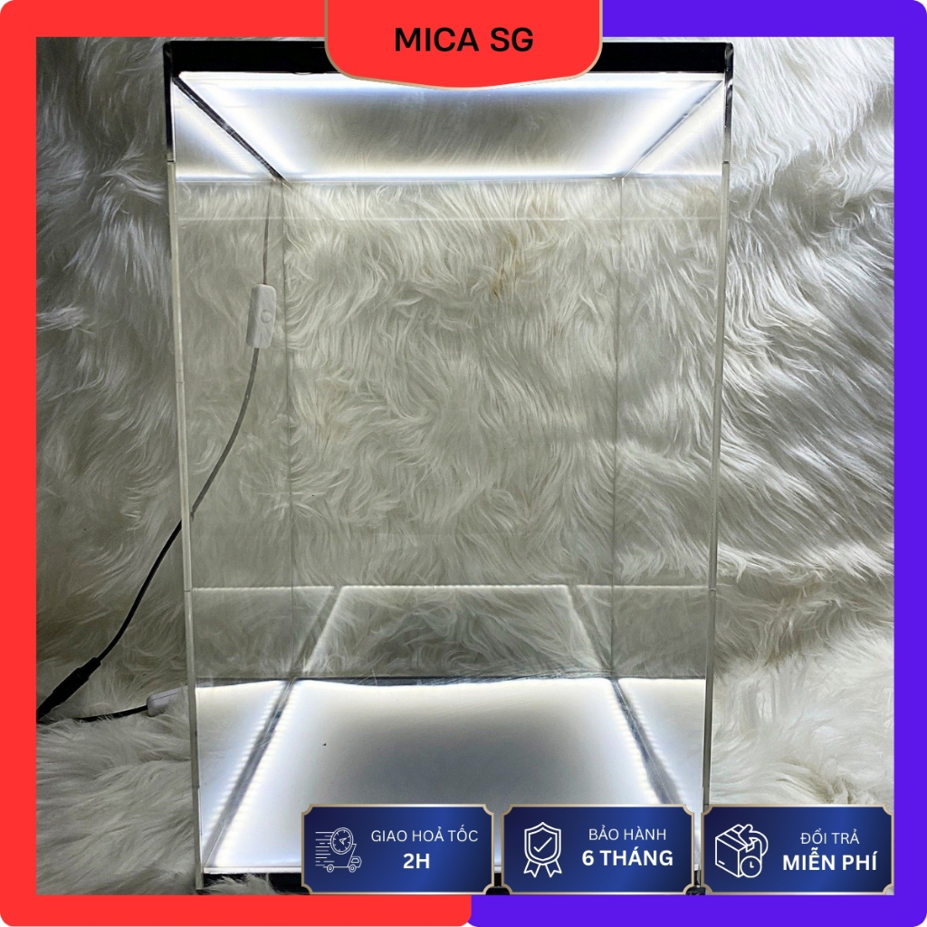 Hộp mica có gắn LED - hộp trưng bày ZIMOMO - LABUBU - GUNDAM -  LEGO - hộp trưng bày mô hình