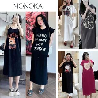 ( Nhiều mẫu) Đầm suông form rộng tay ngắn Váy thun dáng dài cộc tay nữ mặc nhà đi chơi cá tính bầu bigsize T1048G