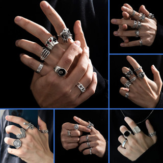 Nhẫn nam set nhẫn titan không gỉ phong cách cổ điển thời trang Pun hiphop âu mỹ nhiều kiểu dáng - Nhẫn Tổng Hợp