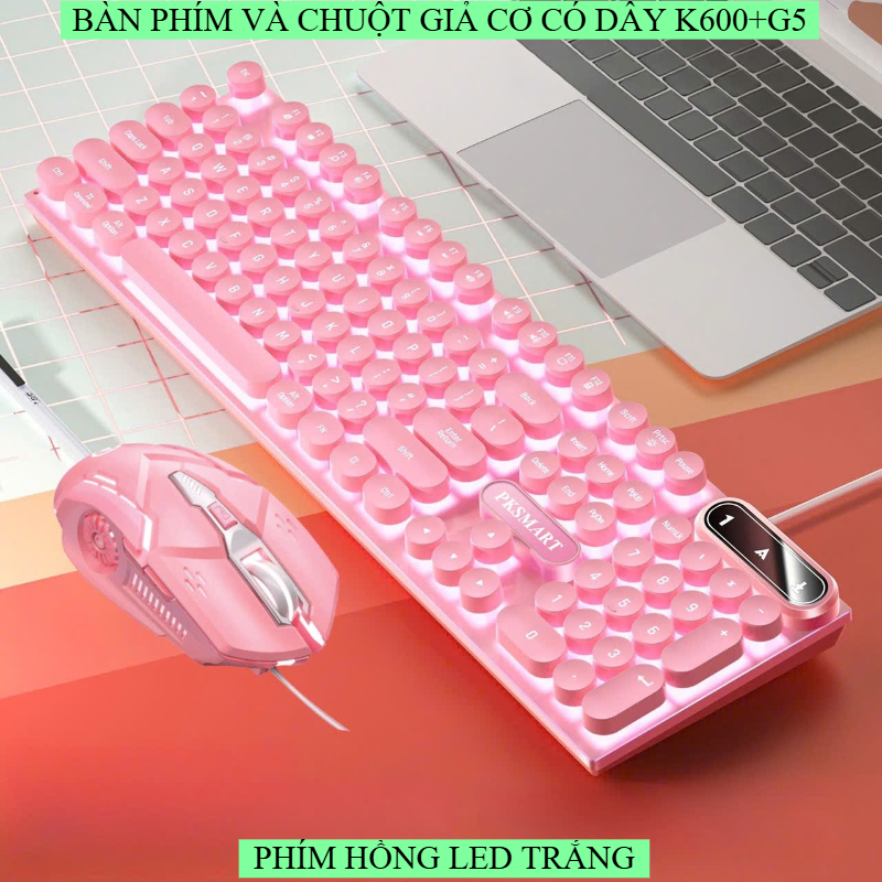 BÀN PHÍM GIẢ CƠ CÓ DÂY NÚT TRÒN LED TRẮNG-LED MIX XUYÊN CHỮ VÀ CHUỘT G5/G15 CÓ LED RGB TƯH ĐỔI MÀU D
