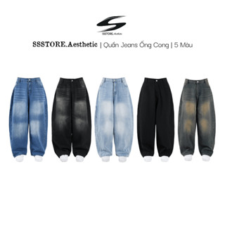 [ DEAL MỞ BÁN ] SSSTORE.Aesthetic | Quần Jeans Basic Ống Cong Form Rộng Thụng Wash Nhiều Màu – Baggy Unisex Streetwear