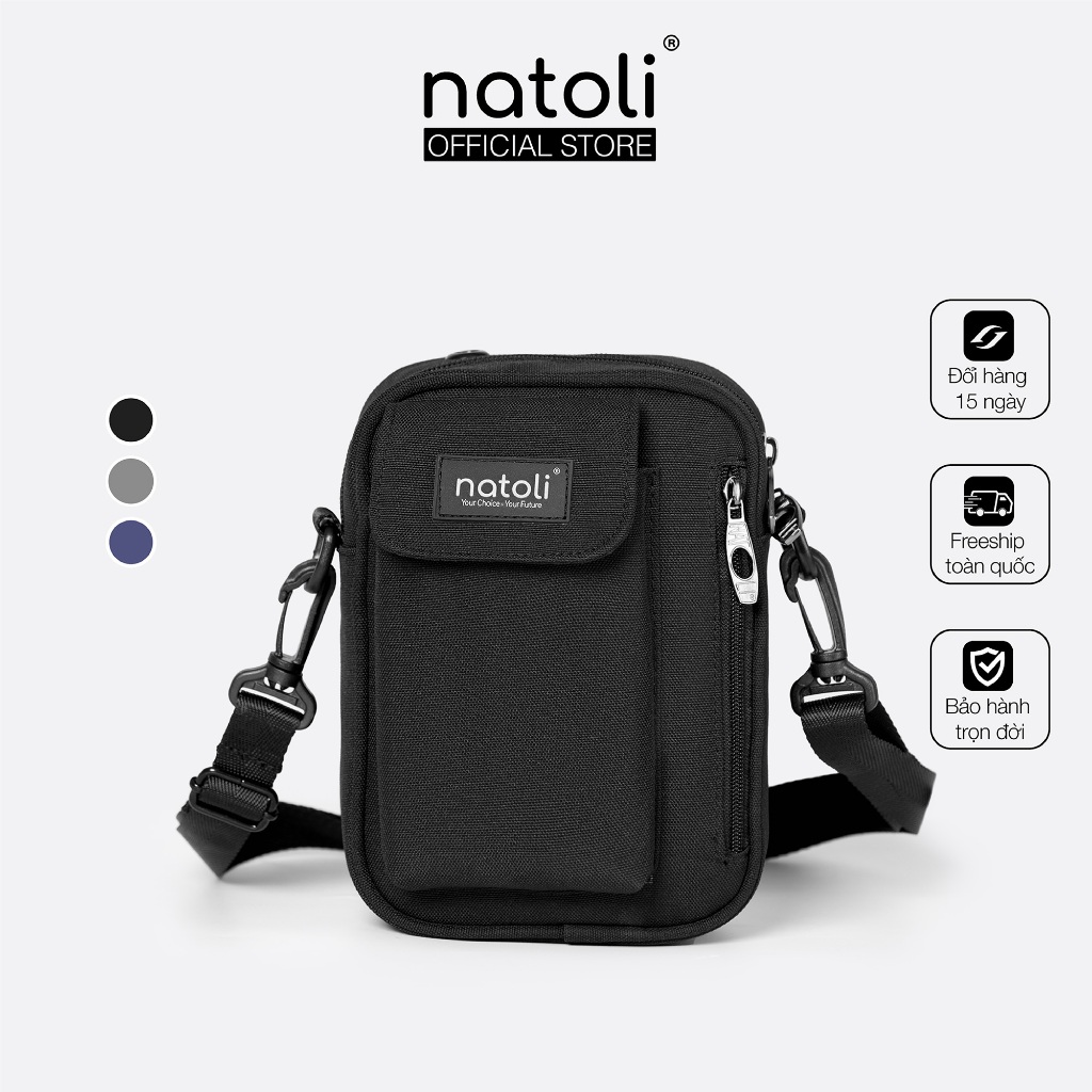 Túi đeo chéo nam nữ thương hiệu NATOLI chất vải canvas đi học đi chơi nhỏ gọn - Street Crossbag T1
