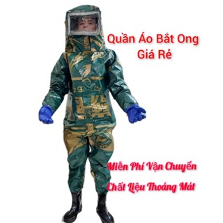  Bộ Quần Áo Bắt Ong Bằng Vải Tàu Thoáng Mát Kèm Gang Tay Và Ủng Bảo Hộ quần áo bắt ong giá rẻ 
