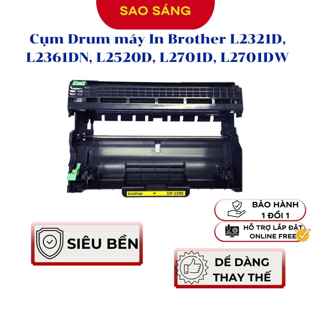 Cụm Drum DR2385 cho máy In Brother HL-L2321D, HL-L2361DN, HL-L2366DW, DCP-L2520D, MFC-L2701D, MFC-L2