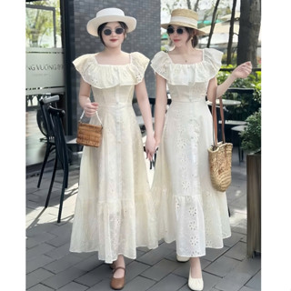 Váy đầm thiết kế đi biển cổ bèo nhẹ nhàng thanh lịch phù hợp đi chơi, du lịch có Bigsize U&M (V23)