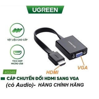 Cáp chuyển đổi hdmi to vga dẹt có audio ugreen 40248 - hàng chính hãng