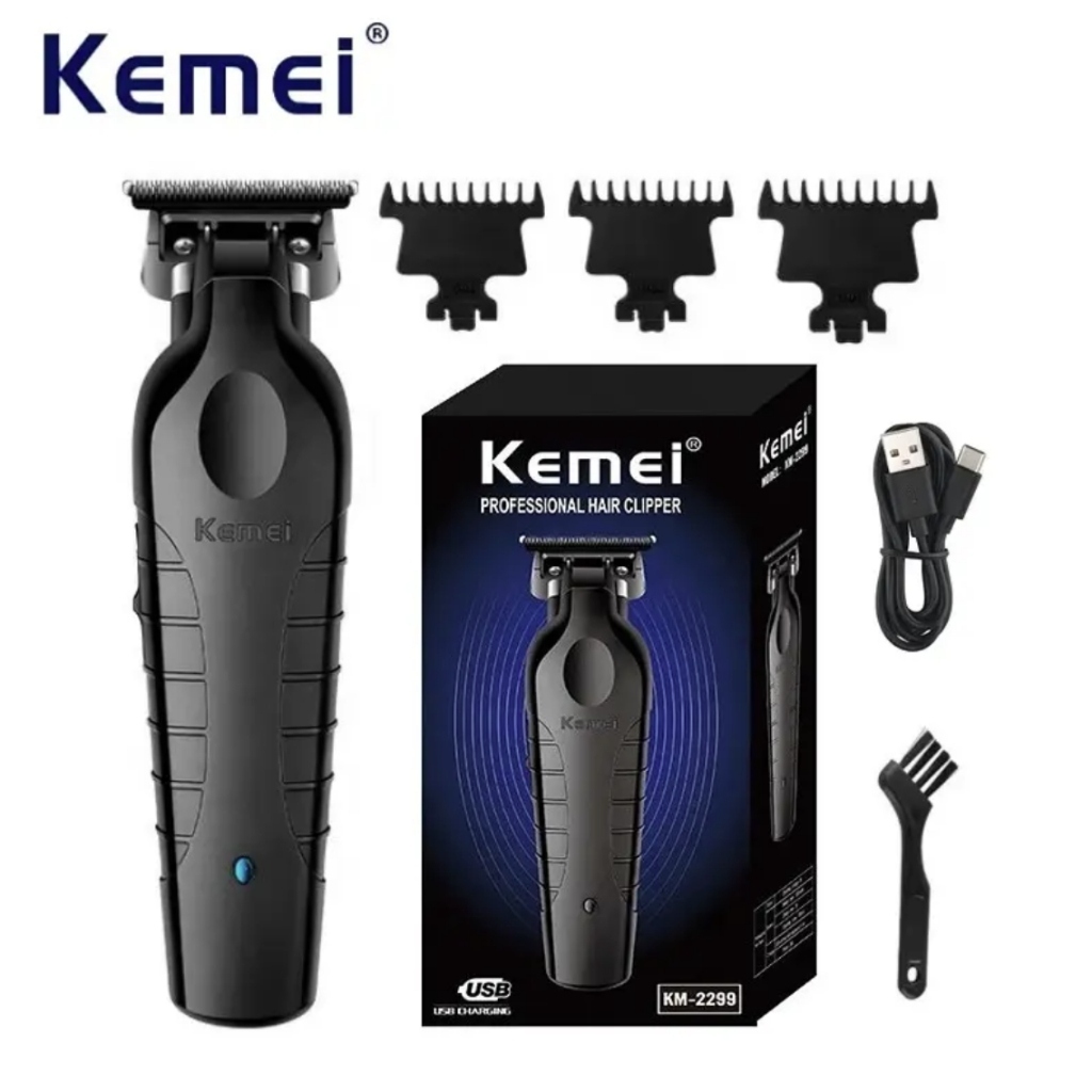 Tông Đơ Chân Viền Lưỡi Cắt Mạ Carbon Cao Cấp Kemei KM-2299 và Tông Đơ Căt Tóc LCD Kemei KM-232