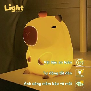 Đèn ngủ Capybara cảm ứng cute silicon điều chỉnh độ sáng decor, quà tặng bạn gái, sinh nhật