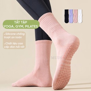 Tất tập Gym,Yoga, Pilates chống trơn trượt, vớ chân nữ P101  cổ lửng chất liệu cotton thoáng khí