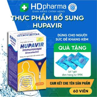 [Đào Thải HPV] Viên Uống HUPAVIR Immunocaps Hỗ Trợ Đào Thải HPV, Sùi Mào Gà dùng cho người sức đề kháng kém - Lọ 60 viên
