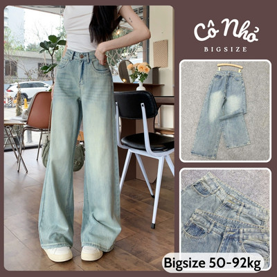 Quần Jean Bigsize Nữ Wash Sáng Xanh Dơ Dáng Suông Dài Thời Trang Vintage Cho Chubby Q547