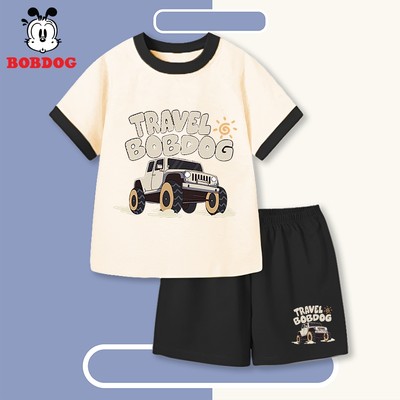 Đồ bộ bé trai BOBDOG set quần áo cotton in hình oto cute N-BDO03 cho bé