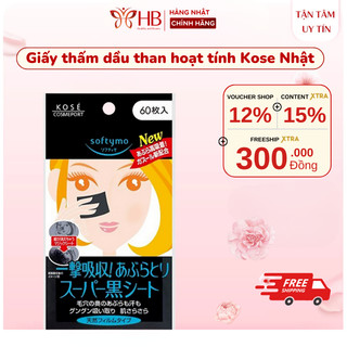 Giấy thấm dầu than hoạt tính Kose Softymo 60 tờ Nhật Bản.