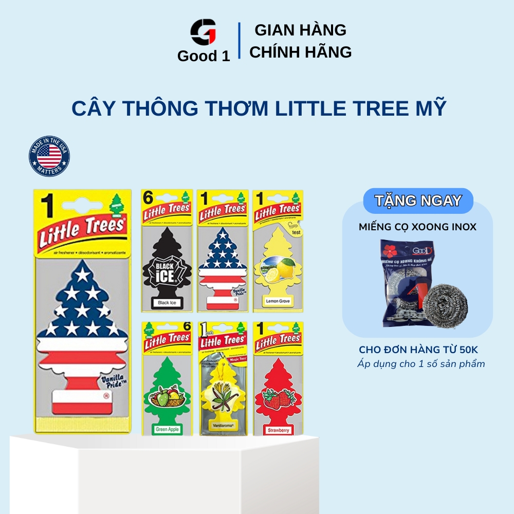 Cây Thông Thơm Little Tree Mỹ Treo Xe Ô Tô, Phòng Ngủ, Tủ Quần Áo Đa Dạng Mùi Hương