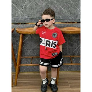 Bộ quần áo cộc tay cho bé trai PARIS, set áo thun quần short viền trẻ em,TPKIDS,[M1027]