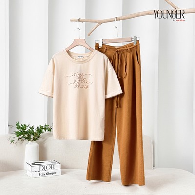 Đồ bộ nữ YOUNGER BY CARDINA áo phông quần suông kèm dây 5YSQR05