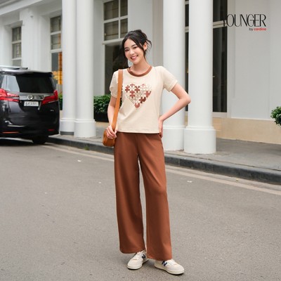 Đồ bộ nữ YOUNGER BY CARDINA áo phông phối cổ quần suông 5YSQR06