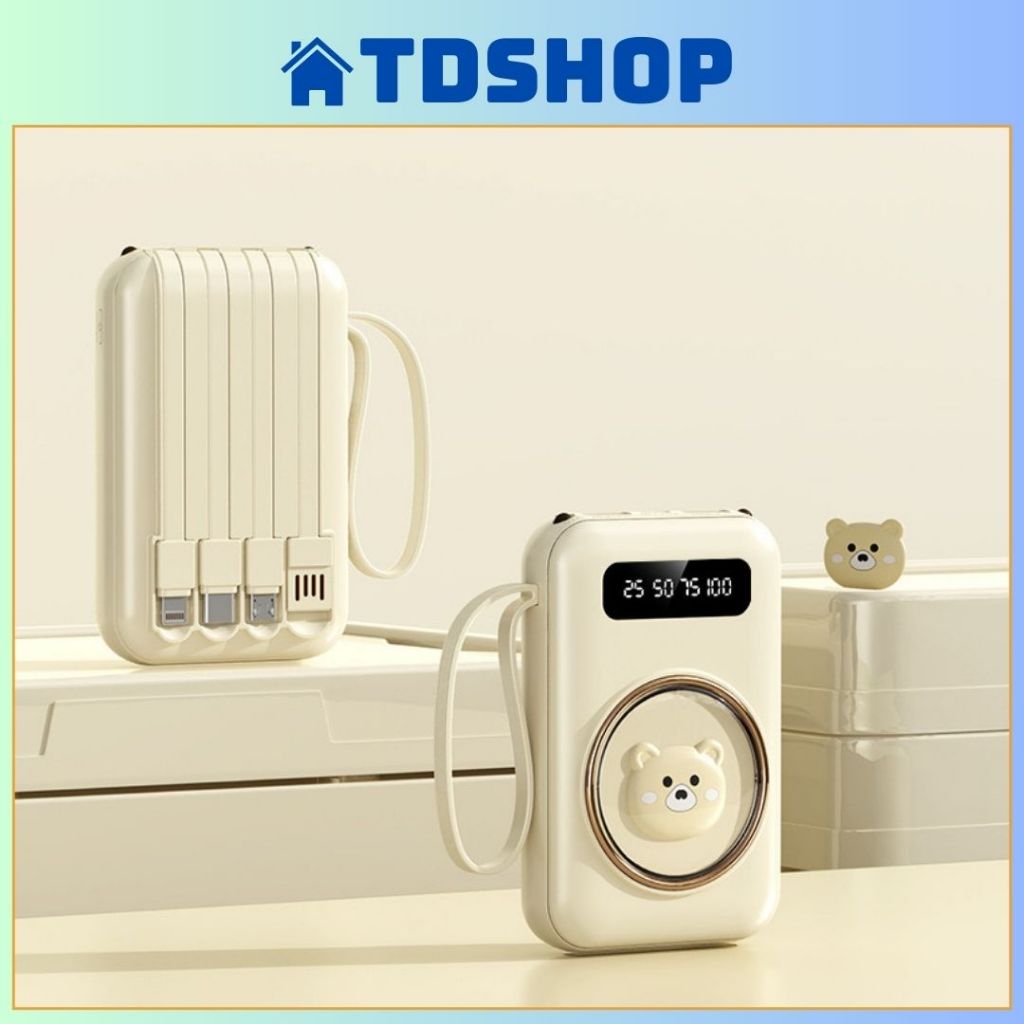 Hỗ trợ sạc DP cho điện thoại mặt gấu siêu dễ thương, Sạc DP nhiều cổng sạc hỗ trợ sạc nhanh