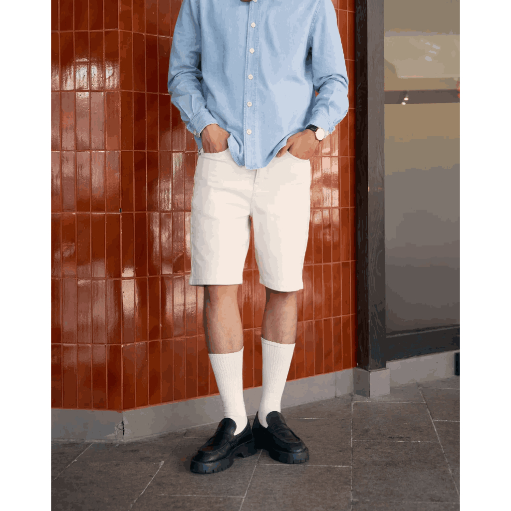 Quần short denim nam vải co giãn mềm Form Straight - RT 10F24DPS003