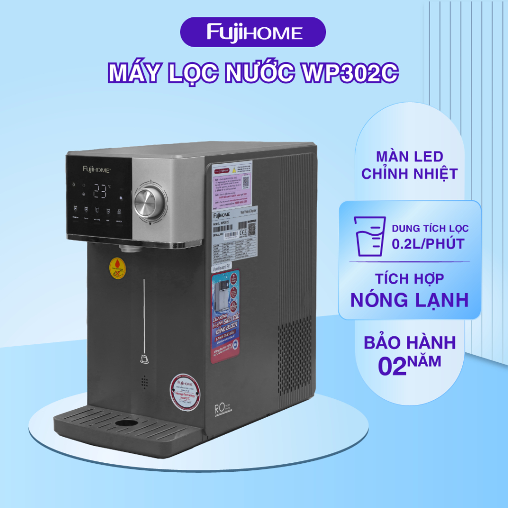 Máy lọc nước RO nóng lạnh FUJIHOME WP302C, Màn hình cảm ứng LED thông minh, Bảo hành 24 tháng