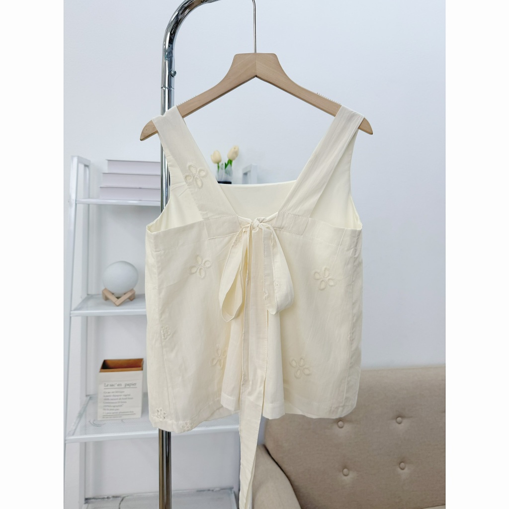 Set Áo Váy Thô Boi Thêu Hoa Hai Dây Buộc Nơ Lưng Kèm Chân Váy Dáng Dài - Váy Mùa Hè Đi Biển - 29feb.closet - S277 | BigBuy360 - bigbuy360.vn