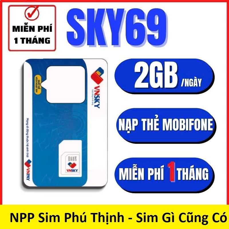 Sim data vnsky mobifone, tặng miễn phí 90Gb data tháng đầu